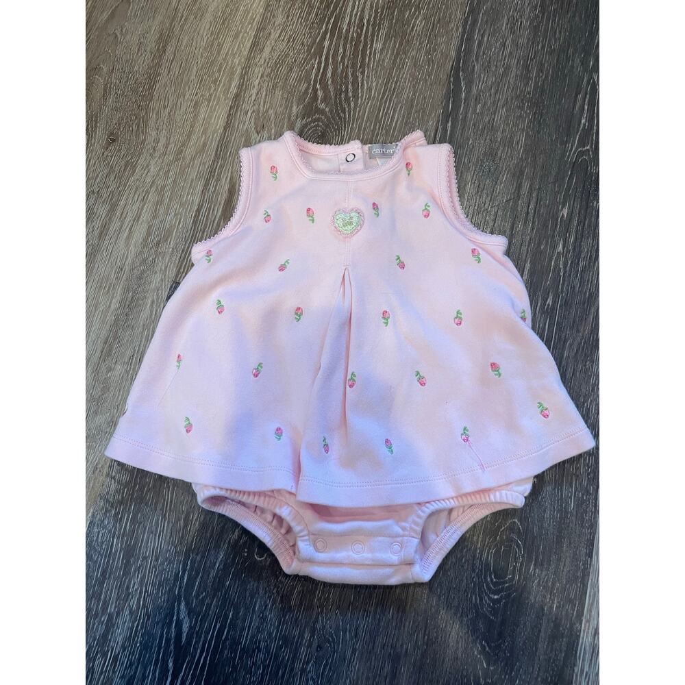 light pink carters tulip embroidered onesie